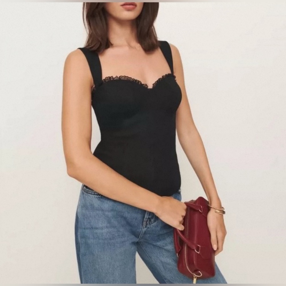 New Reformation Alisa Lace Sweetheart Top size 2 - Picture 2 of 12